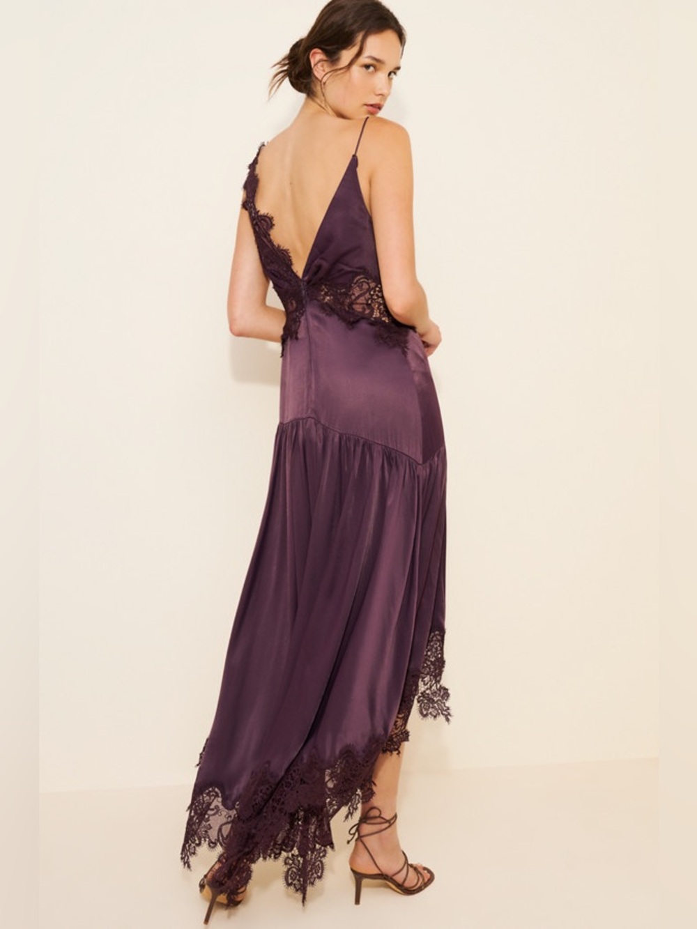 BHLDN Plum Lace-Trim Midi Dress - Picture 2 of 10